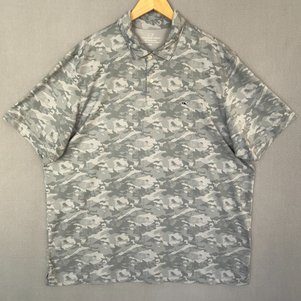 Vineyard Vines Shirt Men's XXL Performance Gray Camo Polo